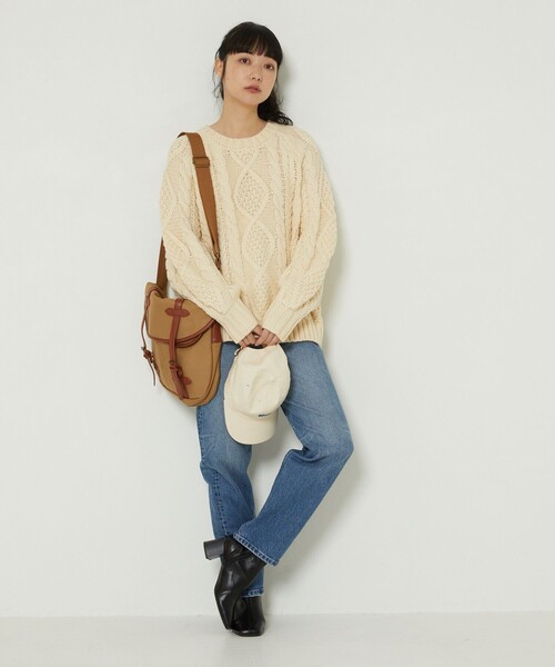 FREAK'S STORE（フリークスストア）の「襟付きケーブルニットプルオーバー（ニット/セーター・レディース・オフホワイト/ピンク/ネイビー・ﾌﾘ-）」の19枚目の写真