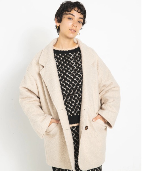 koe（コエ）の「リングビックシルエットダブルジャケット（その他アウター・レディース・ブラック/アイボリー/モカ・FREE）」の2枚目の写真