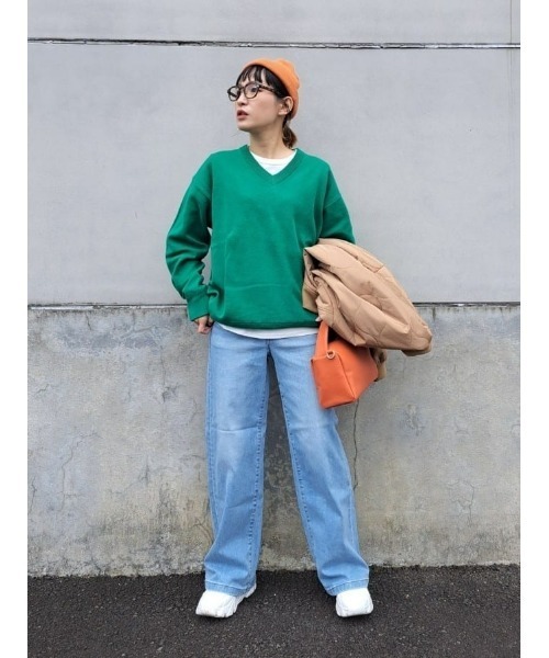 PLUS ONE（プラスワン）の「【PLUS ONE】ミラノリブＶネックニット（ニット/セーター・メンズ・グリーン/オフホワイト/ネイビー・M/XL/S/L）」の8枚目の写真