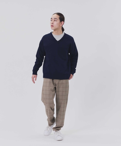 PLUS ONE（プラスワン）の「【PLUS ONE】ミラノリブＶネックニット（ニット/セーター・メンズ・グリーン/オフホワイト/ネイビー・M/XL/S/L）」の17枚目の写真