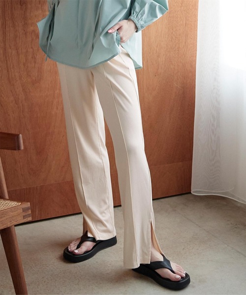 SEA DRESS（シードレス）の「センターピンタックサイドスリットパンツ（ラッシュガード・レディース・ブラック/アイボリー/ブラウン・S/M/L）」の2枚目の写真