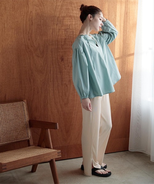 SEA DRESS（シードレス）の「センターピンタックサイドスリットパンツ（ラッシュガード・レディース・ブラック/アイボリー/ブラウン・S/M/L）」の21枚目の写真