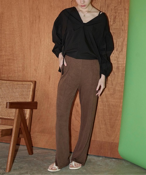 SEA DRESS（シードレス）の「センターピンタックサイドスリットパンツ（ラッシュガード・レディース・ブラック/アイボリー/ブラウン・S/M/L）」の7枚目の写真