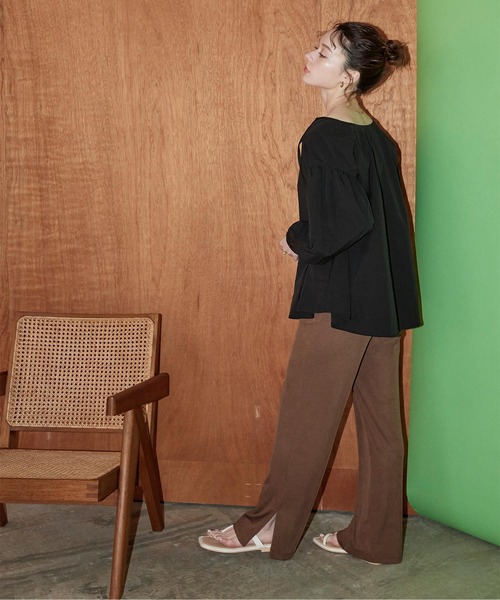 SEA DRESS（シードレス）の「センターピンタックサイドスリットパンツ（ラッシュガード・レディース・ブラック/アイボリー/ブラウン・S/M/L）」の8枚目の写真