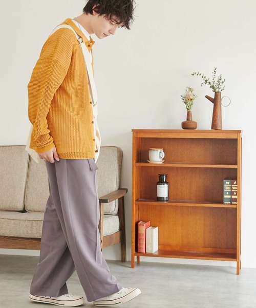 WEGO（ウィゴー）の「WEGO/メッシュニットビッグシャツ（カーディガン/ボレロ・メンズ・レッド/ブラック/マスタード/サックスブルー/アイボリー/グリーン・LARGE/MEDIUM）」の12枚目の写真