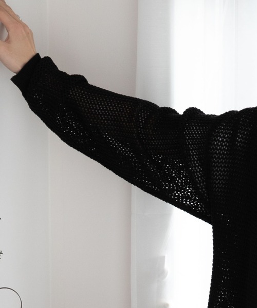 WEGO（ウィゴー）の「WEGO/メッシュニットビッグシャツ（カーディガン/ボレロ・メンズ・レッド/ブラック/マスタード/サックスブルー/アイボリー/グリーン・LARGE/MEDIUM）」の17枚目の写真