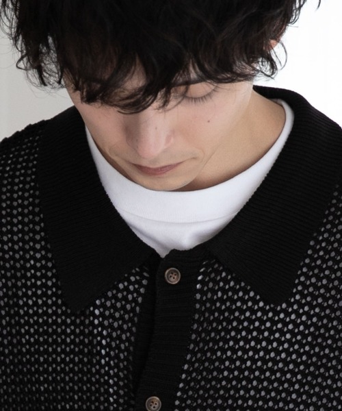 WEGO（ウィゴー）の「WEGO/メッシュニットビッグシャツ（カーディガン/ボレロ・メンズ・レッド/ブラック/マスタード/サックスブルー/アイボリー/グリーン・LARGE/MEDIUM）」の14枚目の写真