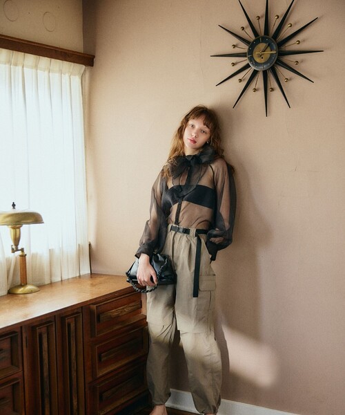 FREAK'S STORE(フリークスストア)の「シアーボウタイリボンブラウス(シャツ/ブラウス・レディース・ブラック/ピンク/ナチュラル・フリ-)」の6枚目の写真
