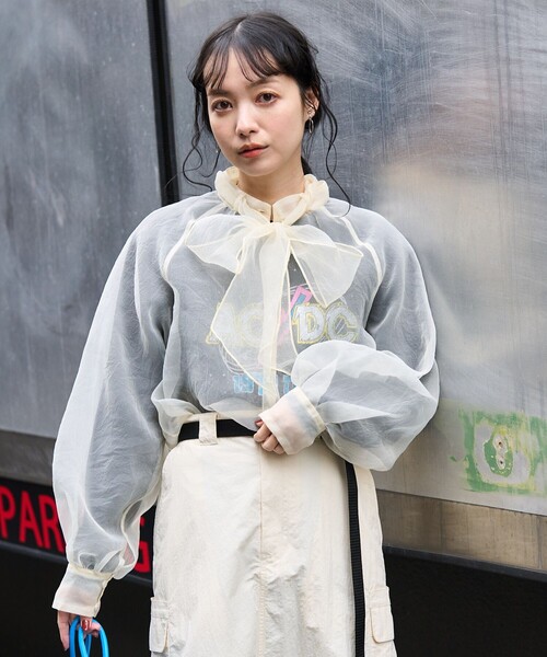 FREAK'S STORE(フリークスストア)の「シアーボウタイリボンブラウス(シャツ/ブラウス・レディース・ブラック/ピンク/ナチュラル・フリ-)」の11枚目の写真