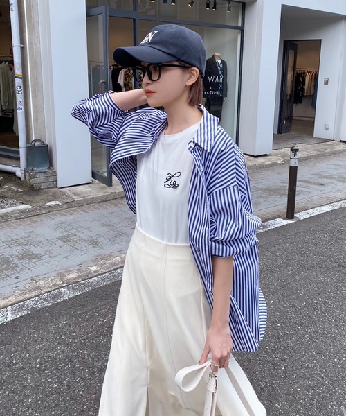 ナップタイム2022 コーデュロイシャツワンピ　未使用タグ付き　最終値下げ！ 大きいサイズ＞コーデュロイ切替バンドカラーゆるシルエットシャツ