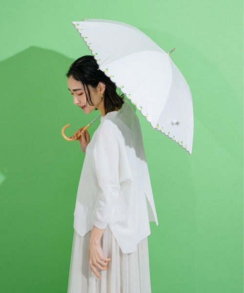 nifty colors(ニフティーカラーズ)の「【KATHARINE ROSS】nifty colors 最強の一級遮光 晴雨兼用 レモン刺繍PU長日傘 WEB限定(長傘・レディース・アイボリー・MEDIUM)」の13枚目の写真