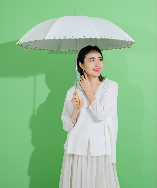 nifty colors(ニフティーカラーズ)の「【KATHARINE ROSS】nifty colors 最強の一級遮光 晴雨兼用 レモン刺繍PU長日傘 WEB限定(長傘・レディース・アイボリー・MEDIUM)」の14枚目の写真