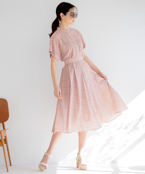 組曲（クミキョク）の「【洗える】シアーチェック ブラウス（シャツ/ブラウス・レディース・イエロー系3/ベージュ系3・3/2）」の7枚目の写真