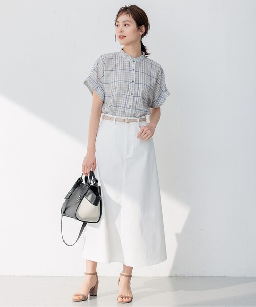 組曲（クミキョク）の「【洗える】シアーチェック ブラウス（シャツ/ブラウス・レディース・イエロー系3/ベージュ系3・3/2）」の13枚目の写真