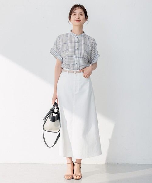 組曲（クミキョク）の「【洗える】シアーチェック ブラウス（シャツ/ブラウス・レディース・イエロー系3/ベージュ系3・3/2）」の14枚目の写真