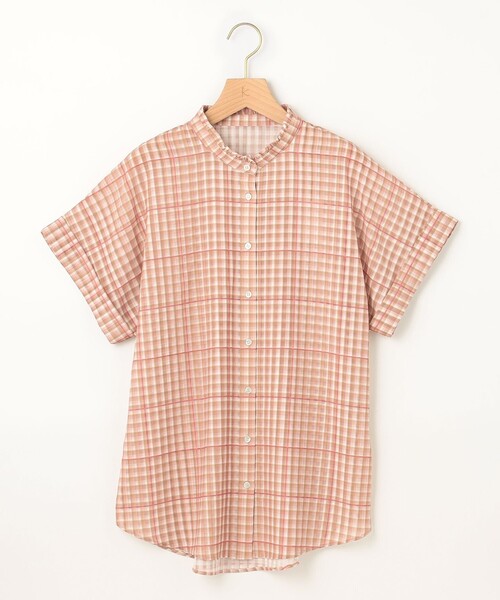 組曲（クミキョク）の「【洗える】シアーチェック ブラウス（シャツ/ブラウス・レディース・イエロー系3/ベージュ系3・3/2）」の15枚目の写真