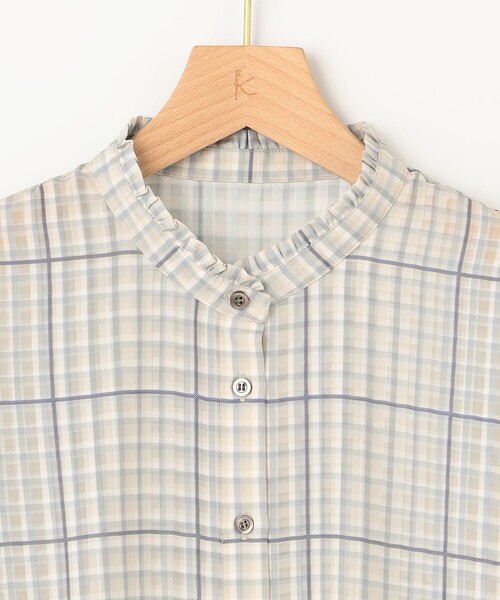 組曲（クミキョク）の「【洗える】シアーチェック ブラウス（シャツ/ブラウス・レディース・イエロー系3/ベージュ系3・3/2）」の17枚目の写真