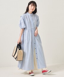 FREAK'S STORE | バルーンスリーブショートスリーブマキシワンピース(シャツワンピース)