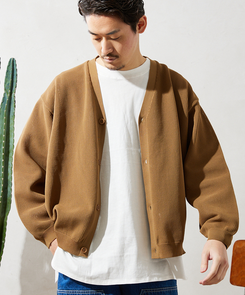 JOURNAL STANDARD relume（ジャーナルスタンダード　レリューム）の「【カーディガン+カットソーの2点SET】リサイクルメッシュカーディガン（カーディガン/ボレロ・メンズ・グリーン/ブルー系その他/ブラック/ベージュ/ベージュ系その他/ブルー/グレー/オレンジ・LARGE/MEDIUM）」の3枚目の写真