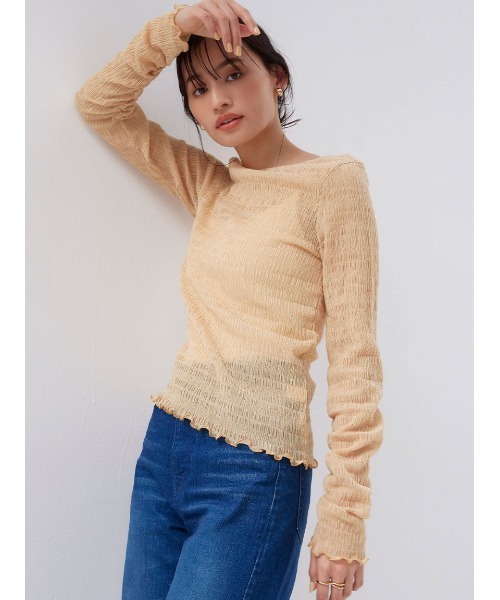 Stylevoice for xxx（スタイルヴォイスフォー）の「バックオープンシュリンクカットソー（Tシャツ/カットソー・レディース・オレンジ/ブラック/オフホワイト・FREE）」の10枚目の写真