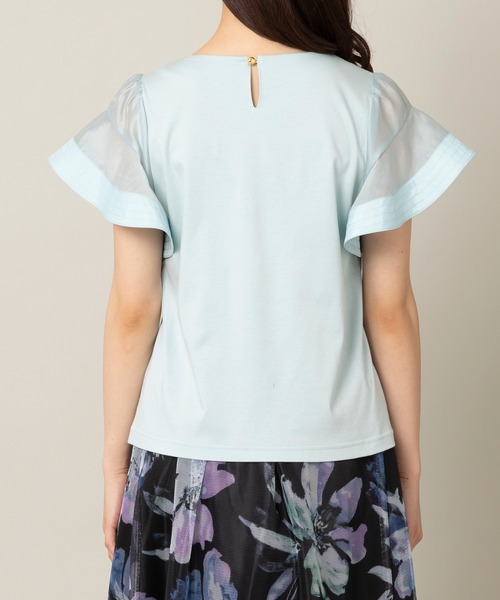 Rose Tiara(ローズティアラ)の「袖フレア異素材切替カットソー(Tシャツ/カットソー・レディース・ブルー/ブラック/オフホワイト・46/40/42/38)」の10枚目の写真