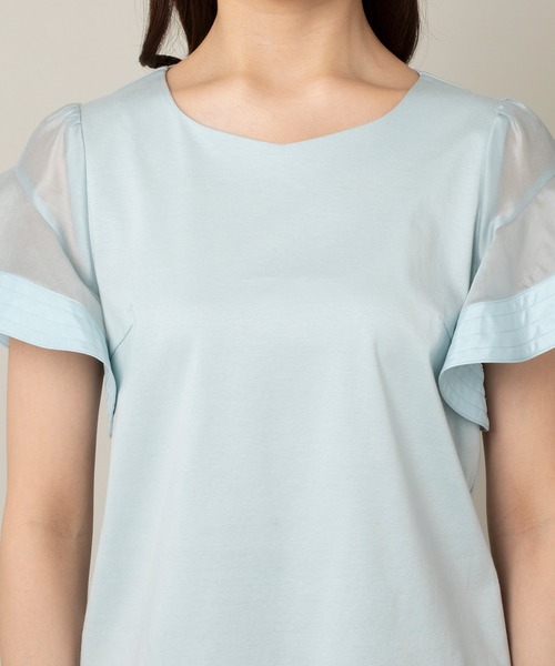 Rose Tiara(ローズティアラ)の「袖フレア異素材切替カットソー(Tシャツ/カットソー・レディース・ブルー/ブラック/オフホワイト・46/40/42/38)」の11枚目の写真