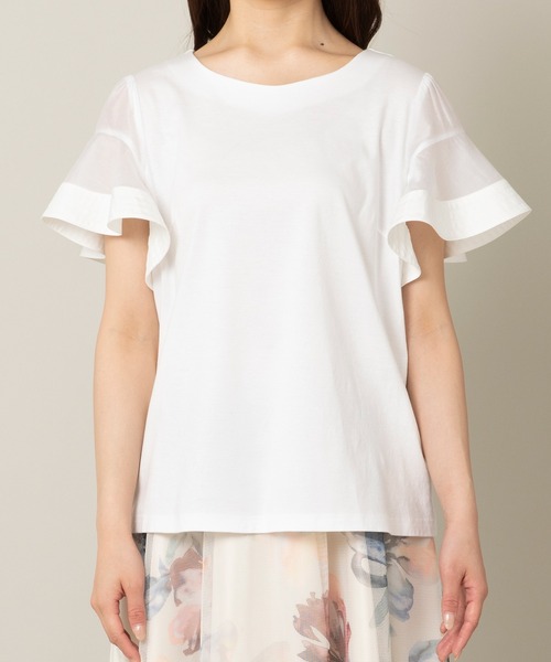 Rose Tiara(ローズティアラ)の「袖フレア異素材切替カットソー(Tシャツ/カットソー・レディース・ブルー/ブラック/オフホワイト・46/40/42/38)」の16枚目の写真