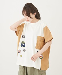 CUBE SUGAR（キューブシュガー）の「WEB限定OE天竺カットソー×布帛ワッペン付Tシャツ（Tシャツ/カットソー）」