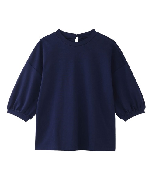 NIMES（ニーム）の「ギャザースリーブカットソー（Tシャツ/カットソー・レディース・オフホワイト/ネイビー/オレンジ/サックスブルー・FREE）」の3枚目の写真