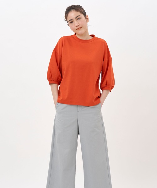 NIMES（ニーム）の「ギャザースリーブカットソー（Tシャツ/カットソー・レディース・オフホワイト/ネイビー/オレンジ/サックスブルー・FREE）」の7枚目の写真