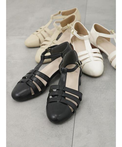 Te chichi TERRASSE（テチチテラス）の「チャンキーヒールグルカサンダル（サンダル・レディース・ブラック/オフホワイト/ベージュ・MEDIUM/LARGE）」の4枚目の写真