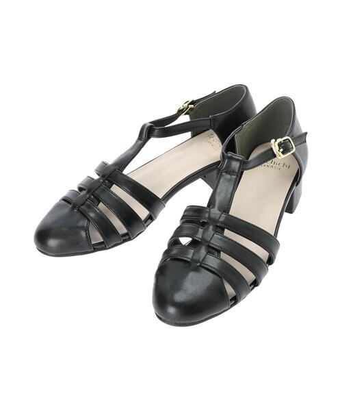 Te chichi TERRASSE（テチチテラス）の「チャンキーヒールグルカサンダル（サンダル・レディース・ブラック/オフホワイト/ベージュ・MEDIUM/LARGE）」の9枚目の写真