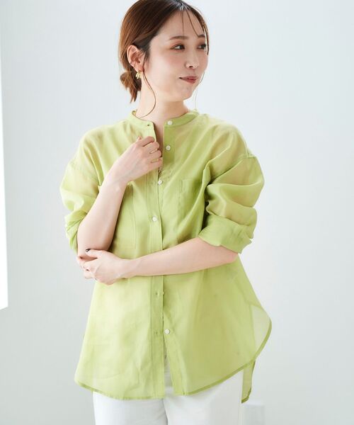 le.coeur blanc(ルクールブラン)の「エアリーローンシアーシャツ(シャツ/ブラウス・レディース・モカ/イエロー/ブルー・38)」の7枚目の写真