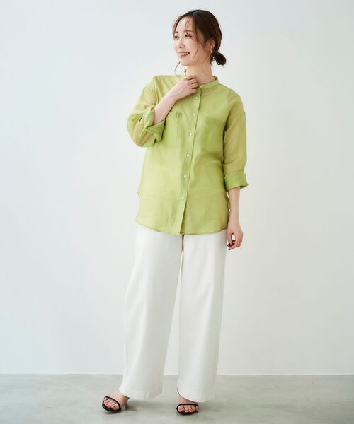 le.coeur blanc(ルクールブラン)の「エアリーローンシアーシャツ(シャツ/ブラウス・レディース・モカ/イエロー/ブルー・38)」の8枚目の写真