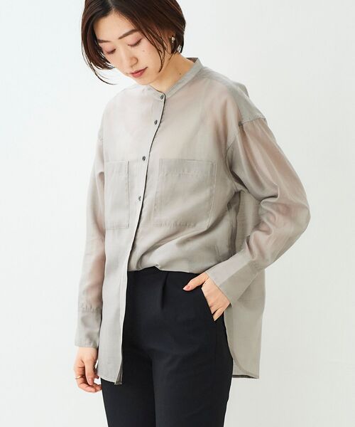 le.coeur blanc(ルクールブラン)の「エアリーローンシアーシャツ(シャツ/ブラウス・レディース・モカ/イエロー/ブルー・38)」の15枚目の写真