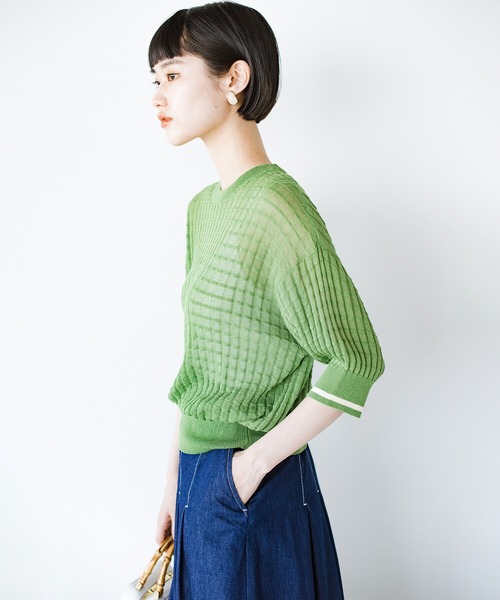 haco!(ハコ)の「着映え・色気・華奢見え全部いただき!からだのラインをきれいに見せるつかず離れずなシアーニットトップス(ニット/セーター・レディース・グリーン/アイボリー・LARGE/X-LARGE/SMALL/MEDIUM)」の18枚目の写真