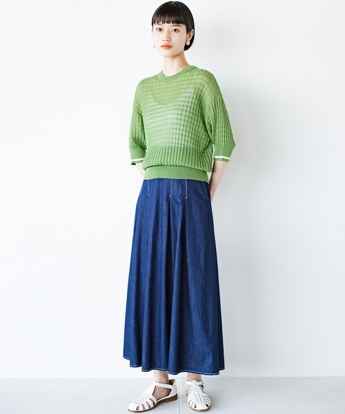 haco!(ハコ)の「着映え・色気・華奢見え全部いただき!からだのラインをきれいに見せるつかず離れずなシアーニットトップス(ニット/セーター・レディース・グリーン/アイボリー・LARGE/X-LARGE/SMALL/MEDIUM)」の16枚目の写真