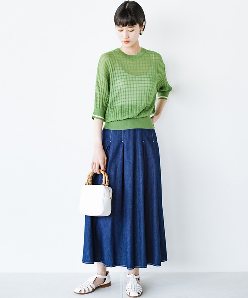 haco!(ハコ)の「着映え・色気・華奢見え全部いただき!からだのラインをきれいに見せるつかず離れずなシアーニットトップス(ニット/セーター・レディース・グリーン/アイボリー・LARGE/X-LARGE/SMALL/MEDIUM)」の22枚目の写真