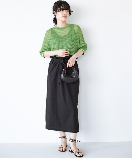 haco!(ハコ)の「着映え・色気・華奢見え全部いただき!からだのラインをきれいに見せるつかず離れずなシアーニットトップス(ニット/セーター・レディース・グリーン/アイボリー・LARGE/X-LARGE/SMALL/MEDIUM)」の7枚目の写真