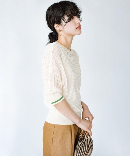 haco!(ハコ)の「着映え・色気・華奢見え全部いただき!からだのラインをきれいに見せるつかず離れずなシアーニットトップス(ニット/セーター・レディース・グリーン/アイボリー・LARGE/X-LARGE/SMALL/MEDIUM)」の4枚目の写真