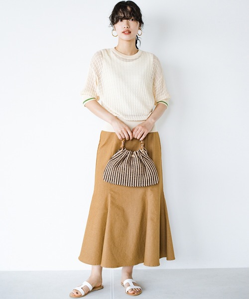 haco!(ハコ)の「着映え・色気・華奢見え全部いただき!からだのラインをきれいに見せるつかず離れずなシアーニットトップス(ニット/セーター・レディース・グリーン/アイボリー・LARGE/X-LARGE/SMALL/MEDIUM)」の12枚目の写真