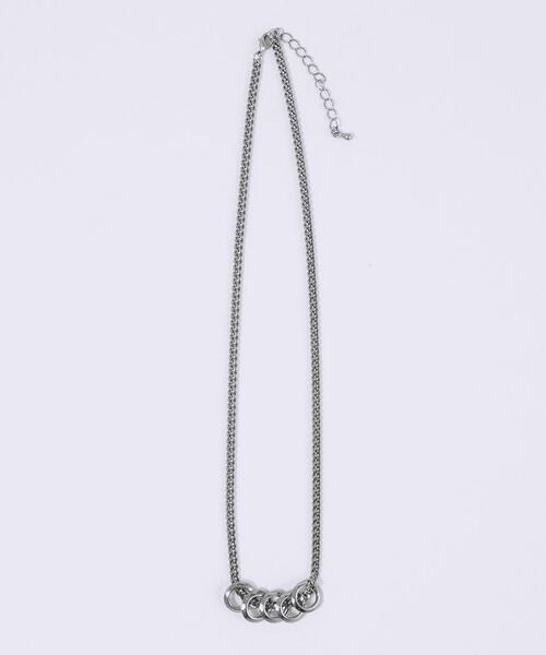 Figments（フィグメンツ）の「5連リングネックレス（ネックレス・レディース・ブラック/シルバー・FREE）」の5枚目の写真