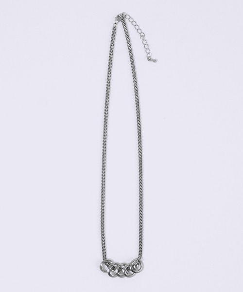 Figments（フィグメンツ）の「5連リングネックレス（ネックレス・レディース・ブラック/シルバー・FREE）」の9枚目の写真