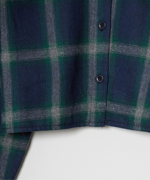 Chick(チック)の「Check Short Shirt / チェックショート丈シャツ(シャツ/ブラウス・レディース・ネイビー系/ブラック系/グリーン・FREE)」の19枚目の写真