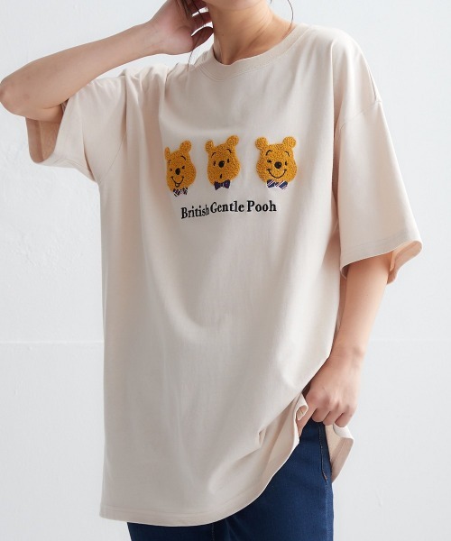 Disney(ディズニー)の「【ディズニー】綿100%キャラクターさがら刺しゅうオーバーサイズTシャツ(Tシャツ/カットソー・レディース・ライトグリーン/ライトグレー/スミクロ/ベージュ/パープル/オフホワイト/ブラック系その他/カーキ・M/L/LL)」の5枚目の写真