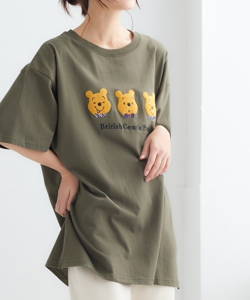 Disney(ディズニー)の「【ディズニー】綿100%キャラクターさがら刺しゅうオーバーサイズTシャツ(Tシャツ/カットソー・レディース・ライトグリーン/ライトグレー/スミクロ/ベージュ/パープル/オフホワイト/ブラック系その他/カーキ・M/L/LL)」の6枚目の写真