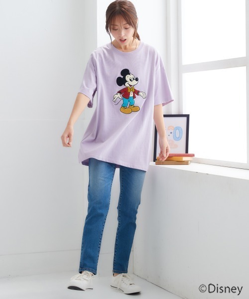 Disney(ディズニー)の「【ディズニー】綿100%キャラクターさがら刺しゅうオーバーサイズTシャツ(Tシャツ/カットソー・レディース・ライトグリーン/ライトグレー/スミクロ/ベージュ/パープル/オフホワイト/ブラック系その他/カーキ・M/L/LL)」の20枚目の写真