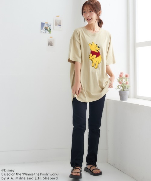 Disney(ディズニー)の「【ディズニー】綿100%キャラクターさがら刺しゅうオーバーサイズTシャツ(Tシャツ/カットソー・レディース・ライトグリーン/ライトグレー/スミクロ/ベージュ/パープル/オフホワイト/ブラック系その他/カーキ・M/L/LL)」の17枚目の写真