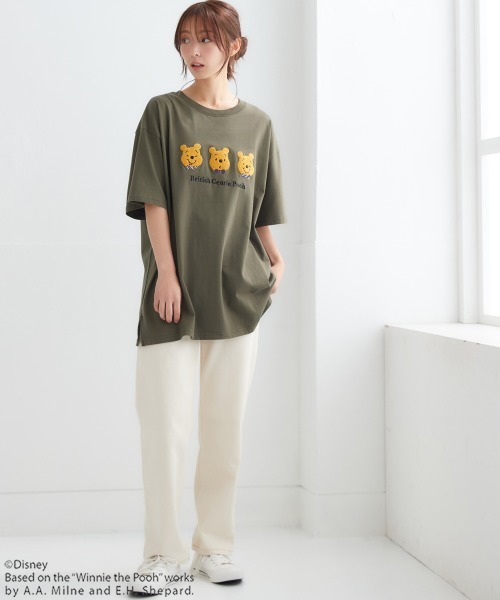 Disney(ディズニー)の「【ディズニー】綿100%キャラクターさがら刺しゅうオーバーサイズTシャツ(Tシャツ/カットソー・レディース・ライトグリーン/ライトグレー/スミクロ/ベージュ/パープル/オフホワイト/ブラック系その他/カーキ・M/L/LL)」の15枚目の写真