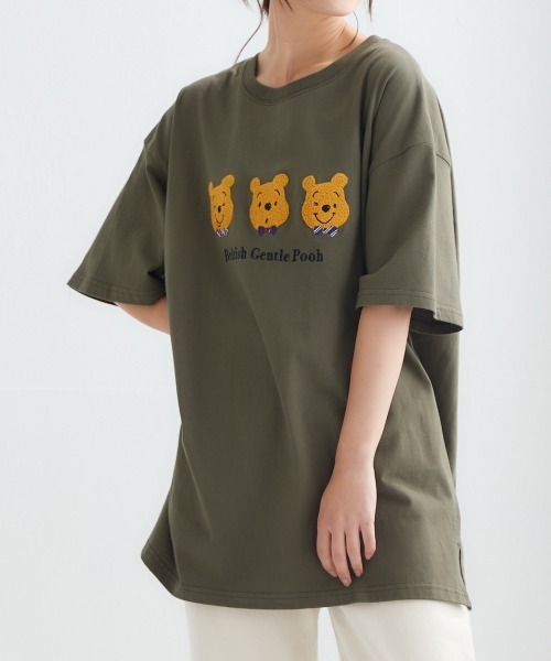 Disney(ディズニー)の「【ディズニー】綿100%キャラクターさがら刺しゅうオーバーサイズTシャツ(Tシャツ/カットソー・レディース・ライトグリーン/ライトグレー/スミクロ/ベージュ/パープル/オフホワイト/ブラック系その他/カーキ・M/L/LL)」の12枚目の写真